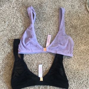 FLOCKED LOGO BRALETTES NWOT